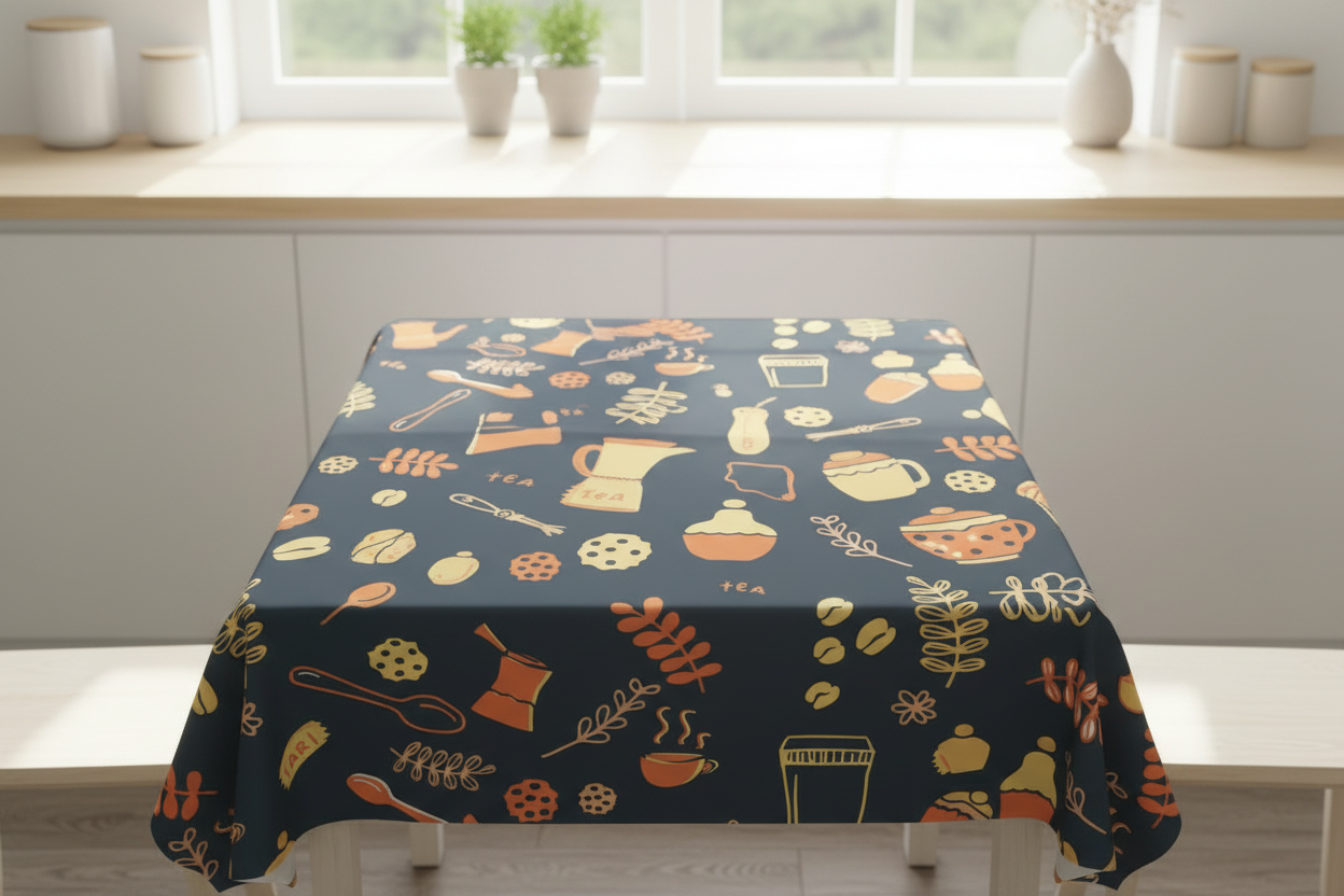Tea time waterproof table cover
