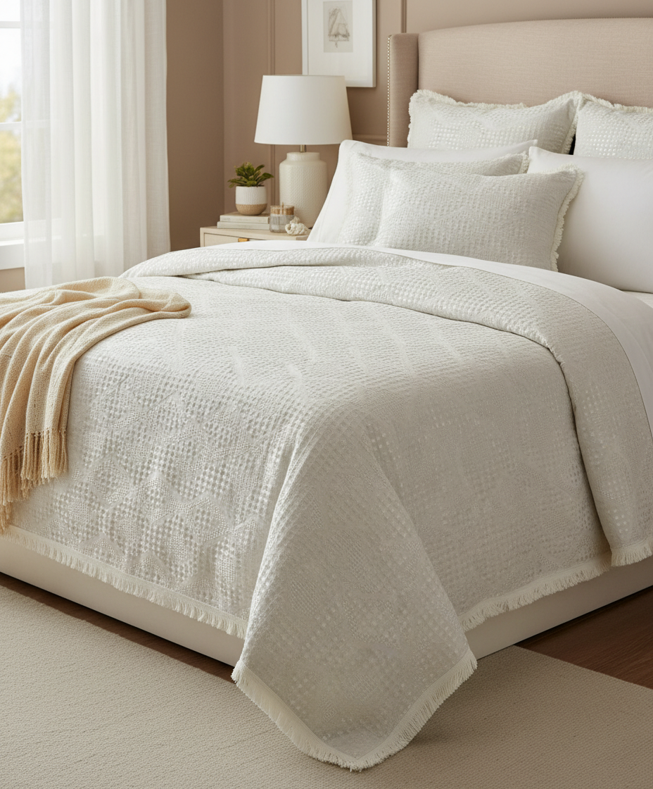 Diamond damask bed covers