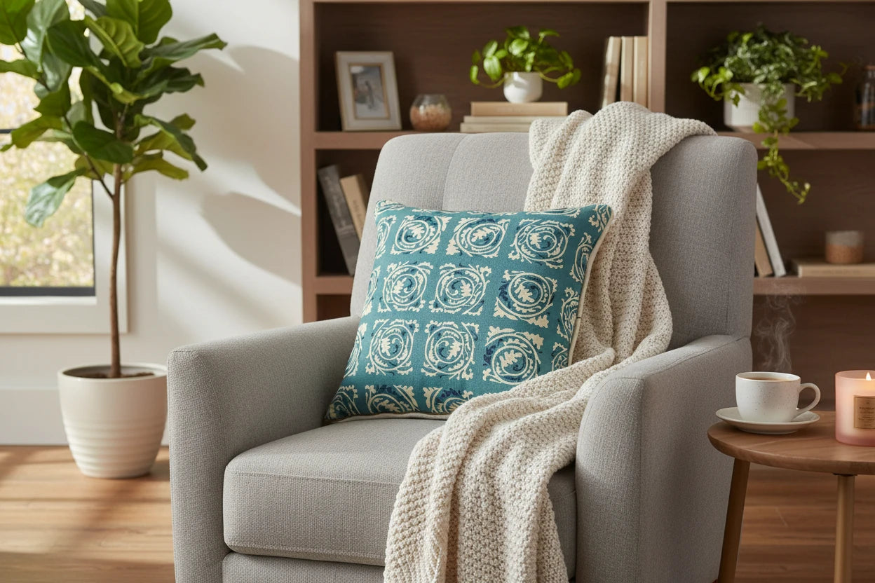 Petals blue cushion