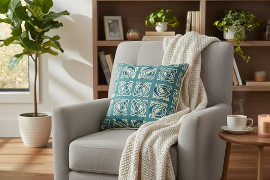 Petals blue cushion