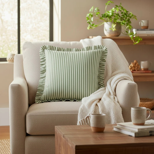 Green stripes cushion