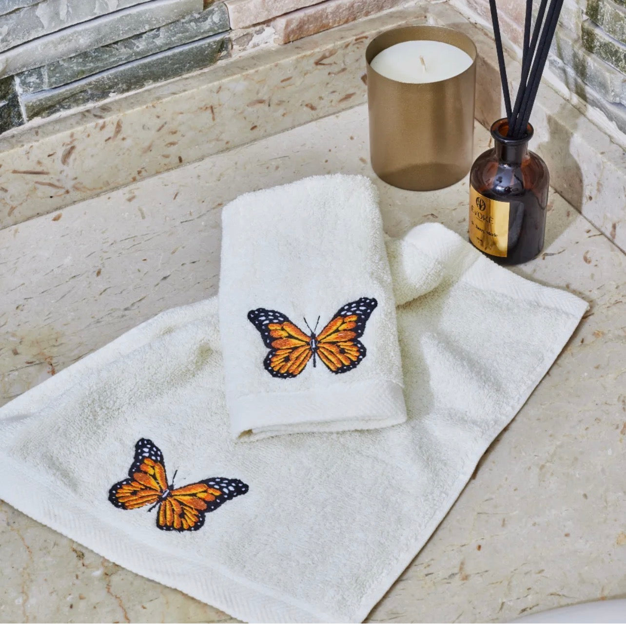 Butterfly guest towels