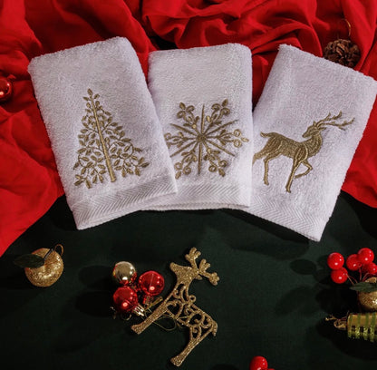 Deer, Tree, Snowflake guest towels