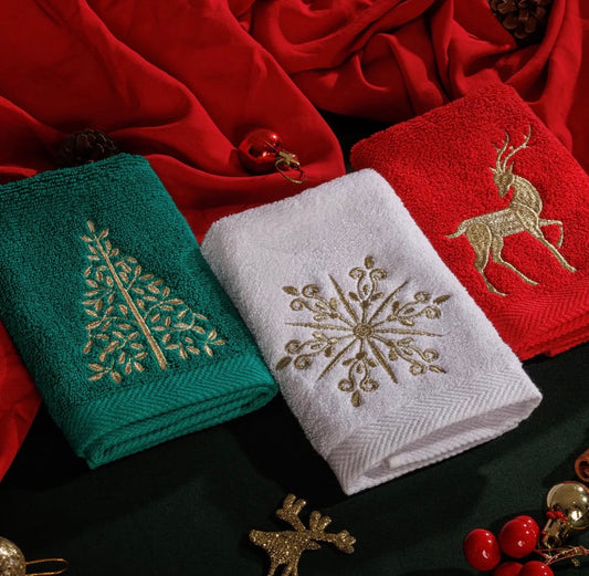 Deer, Tree, Snowflake guest towels