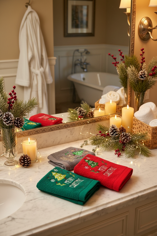 Christmas tree guest towels set