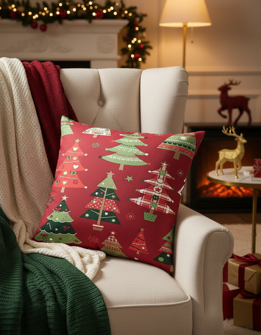 Christmas trees cushion cover