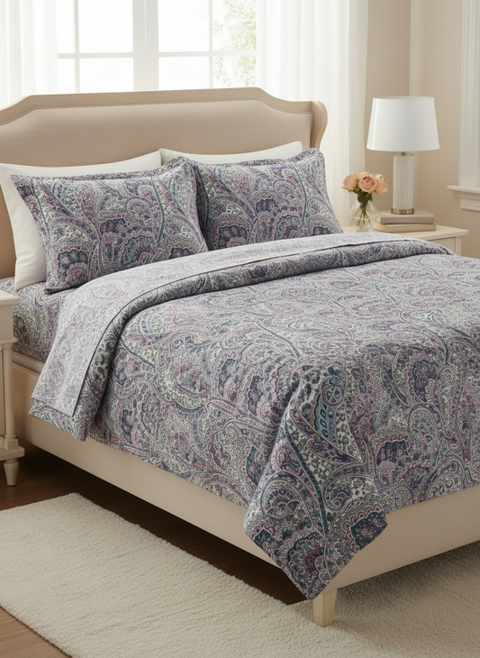 Paisley printed bed sheet set