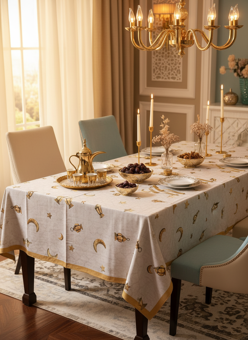 Golden lantern table cover