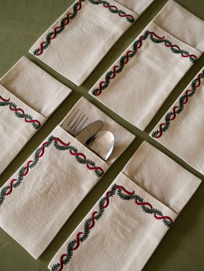 Christmas Garland cutlery pockets