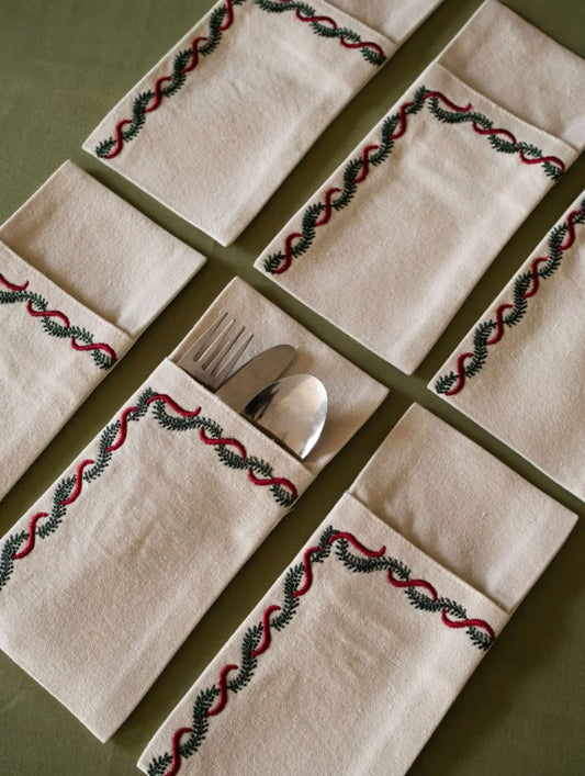 Christmas Garland cutlery pockets