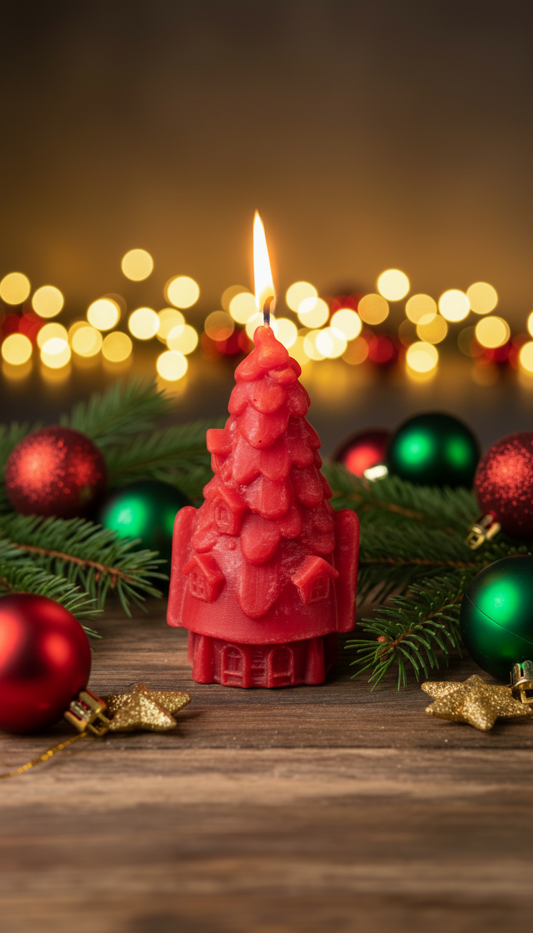Red Christmas tree candle