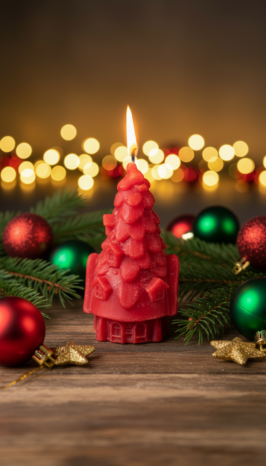 Red Christmas tree candle