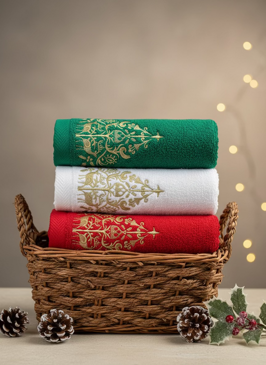 Christmas tree guest towels set