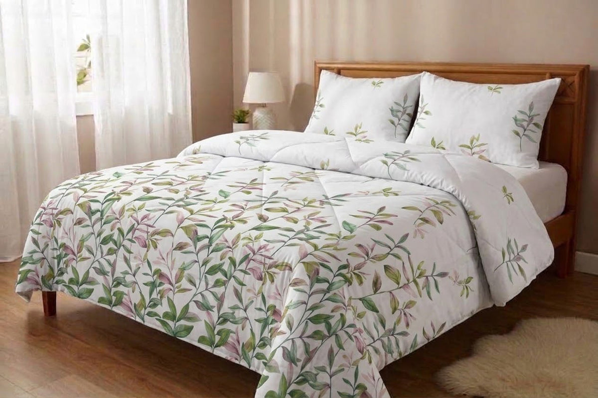 Pink leaves duvet set
