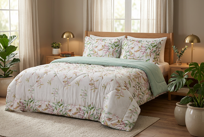 Pink leaves duvet set